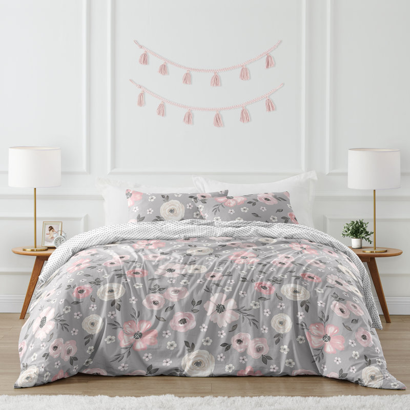 Sweet Jojo Designs Watercolor Floral Grey Full Queen Comforter Set By Sweet Jojo Designs Reviews Wayfair Canada